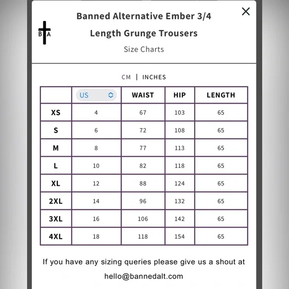 Banned Alternative Ember 3/4 Length Grunge Trousers - Picture 6 of 6
